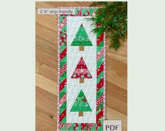 Wee Three Trees Mini Quilt PDF Pattern, Christmas Tree Mini Quilt Pattern, Mini Holiday Quilt Pattern, Easy Jelly Roll Mini Quilt Pattern