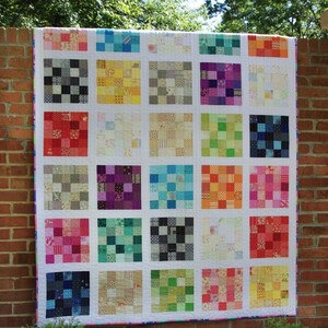 DIGITAL: Five Squared Quilt PDF Pattern, Scrappy Throw Quilt Pattern, Easy Quilt Pattern, Beginner Quilt Pattern image 2