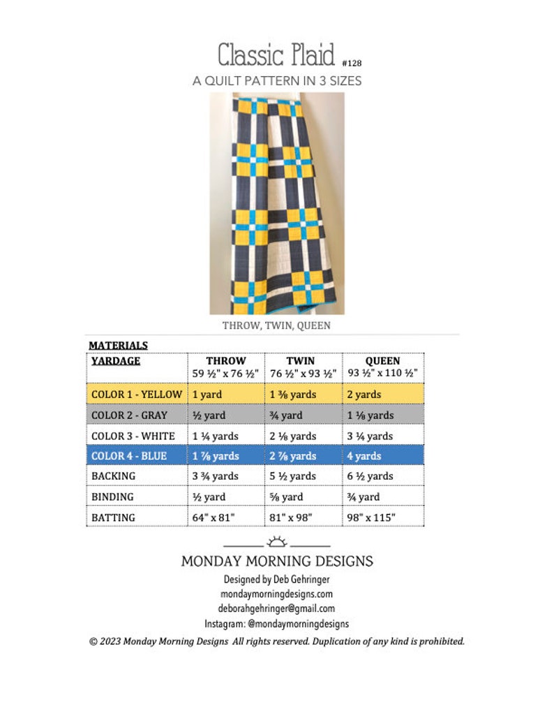 DIGITAL: Classic Plaid Quilt PDF Pattern, Modern Plaid Quilt Pattern, Beginner Quilt Pattern, Plaid Quilt Pattern for Beginners image 3