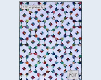 Diamond Jubilee Throw Quilt PDF Pattern, Star Quilt Pattern, Modern Quilt Pattern, Jelly Roll Quilt Pattern, Diamond and Star Quilt Pattern
