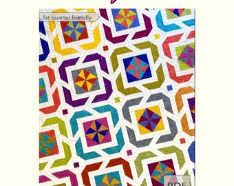 DIGITAL: Westerly Winds Throw Quilt PDF Pattern, Throw Quilt Pattern, Pinwheel Quilt Pattern, Fat Quarter Quilt Pattern