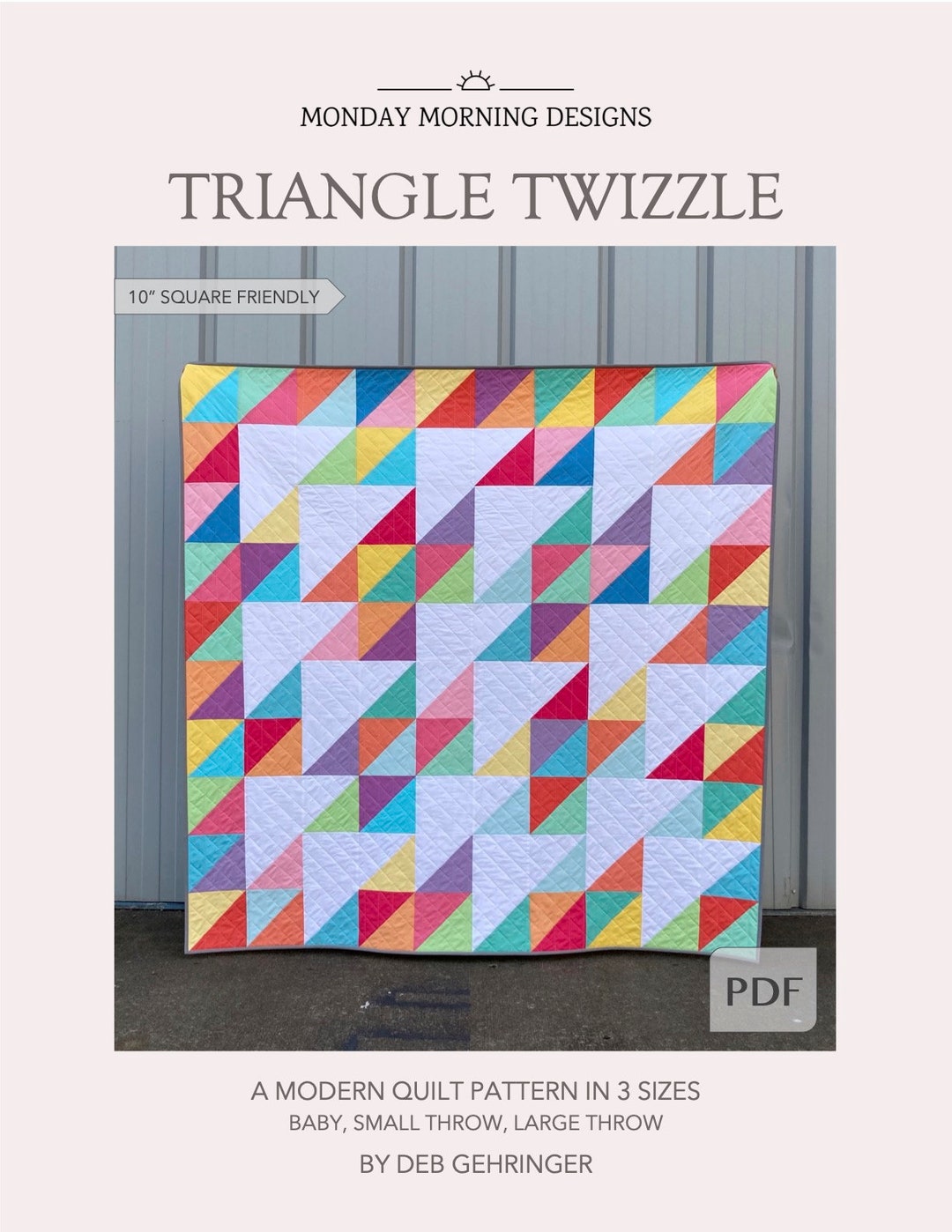 DIGITAL Triangle Twizzle Quilt PDF Pattern, Modern Quilt Pattern, Easy