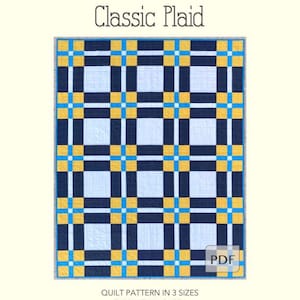 Classic Plaid Quilt PDF Pattern, Modern Plaid Quilt Pattern, Beginner Quilt Pattern, Easy Plaid Quilt Pattern for Beginner Quilters