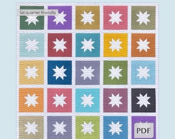 Twinkly Stars Quilt PDF Quilt Pattern, Easy Star Quilt PDF Pattern, Star Quilt PDF Pattern, Beginner Quilter Star Quilt Pattern