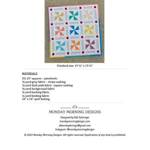 DIGITAL: Pinwheels Galore Mini Quilt PDF Pattern, Pinwheel Mini Quilt Pattern, Easy Mini Quilt Pattern image 3