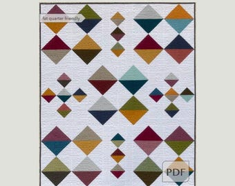 Wzór na kołdrę Grand Crossing w formacie PDF, wzór na nowoczesną kołdrę w formacie PDF, wzór na kołdrę o wymiarach ćwiartek (Fat Quarter Friendly) w formacie PDF