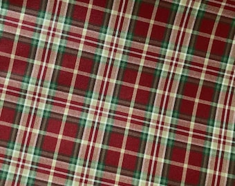 Winter Botanicals Quilt Fabric, Red Tartan Plaid by Laura Berringer for Marcus Brothers