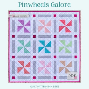 Pinwheels Galore Quilt PDF Pattern, Pinwheel Quilt Pattern, Easy Quilt Pattern, Modern Quilt Pattern, Beginner Friendly Quilt Pattern