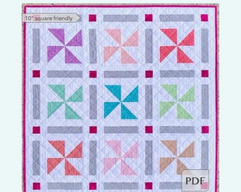 Pinwheels Galore Quilt PDF Pattern, Pinwheel Quilt Pattern, Easy Quilt Pattern, Modern Quilt Pattern, Beginner Friendly Quilt Pattern