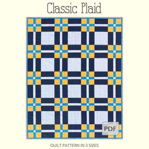 Klassiskt rutigt quiltmönster i PDF-format, modernt rutigt quiltmönster, quiltmönster för nybörjare, enkelt rutigt quiltmönster för nybörjare