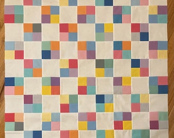 Scrappy Four Patch Patchwork Quilt Top for Baby or Toddler, Patchwork Baby Quilt Top, Pretty Pastel Quilt Top for Baby, Newborn Quilt Top