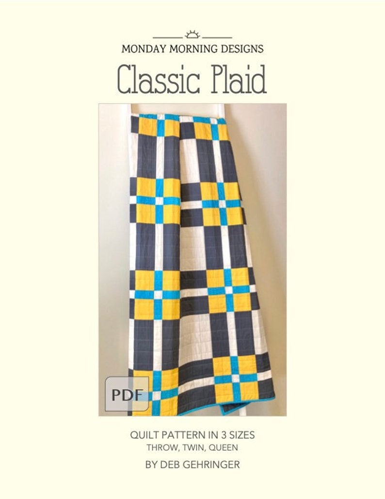 DIGITAL: Classic Plaid Quilt PDF Pattern, Modern Plaid Quilt Pattern, Beginner Quilt Pattern, Plaid Quilt Pattern for Beginners image 1