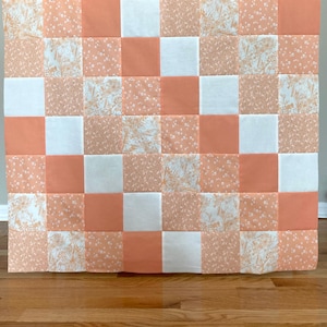 Peach Floral Patchwork Baby or Crib Size Quilt Top, Pretty Baby Size Quilt Top, Colorful Quilt Top for Quilter to Finish, Longarmer Project