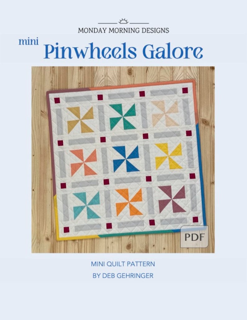 DIGITAL: Pinwheels Galore Mini Quilt PDF Pattern, Pinwheel Mini Quilt Pattern, Easy Mini Quilt Pattern image 1