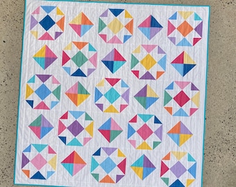 Scrappy Star Quilt, Pretty Throw Quilt, Handmade Quilt, Colorful Throw Quilt, Wedding Gift, Bridal Shower Gift