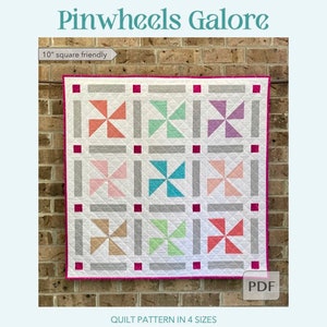 DIGITAL: Pinwheels Galore Quilt PDF Pattern, Pinwheel Quilt Pattern, Easy Quilt Pattern, Modern Quilt Pattern