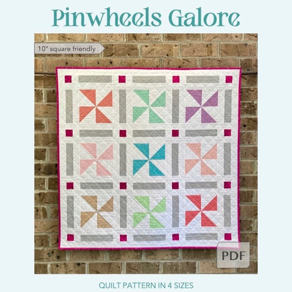 DIGITAL: Pinwheels Galore Quilt PDF Pattern, Windrad Quilt Muster, einfaches Quiltmuster, modernes Quiltmuster