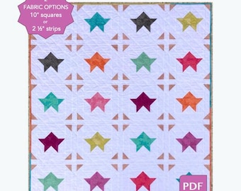 Starlettes Quilt PDF Pattern, Beginner Quilter Easy PDF Pattern, Star Quilt Pattern, Starlettes Star Quilt Pattern by Monday Morning Designs