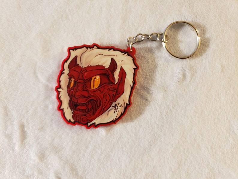 Oni Mask Red Keychain Etsy