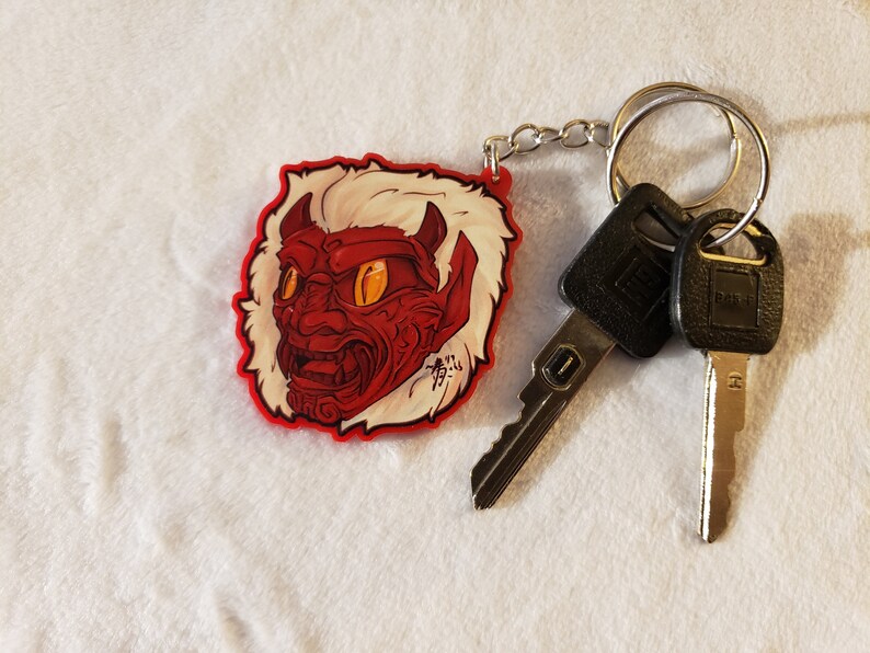 Oni Mask Red Keychain Etsy