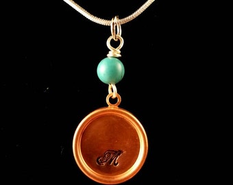 Initial necklace. Womens gift. Women's gift. Copper initial necklace. Monogram. Mom. Best friend. For her.Peronalized necklace. Hand stamped