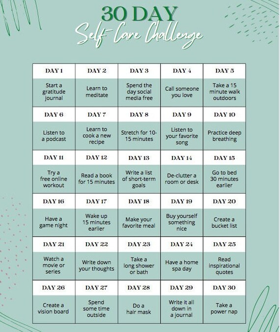 SELF CARE CALENDAR Etsy