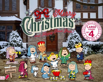 Personalized Christmas Nativity Scene Cartoon PVC Decoration for Yard