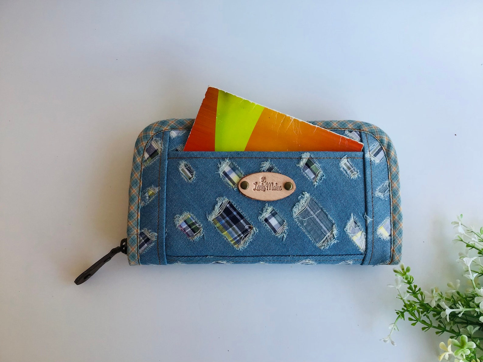 Wallet for women Denim wallet Blue fabric wallet handmade Etsy