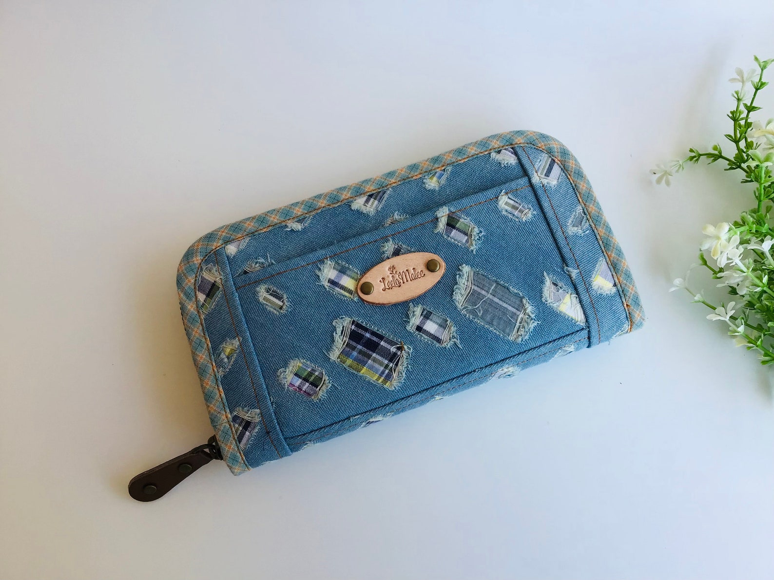 Wallet for women Denim wallet Blue fabric wallet handmade Etsy