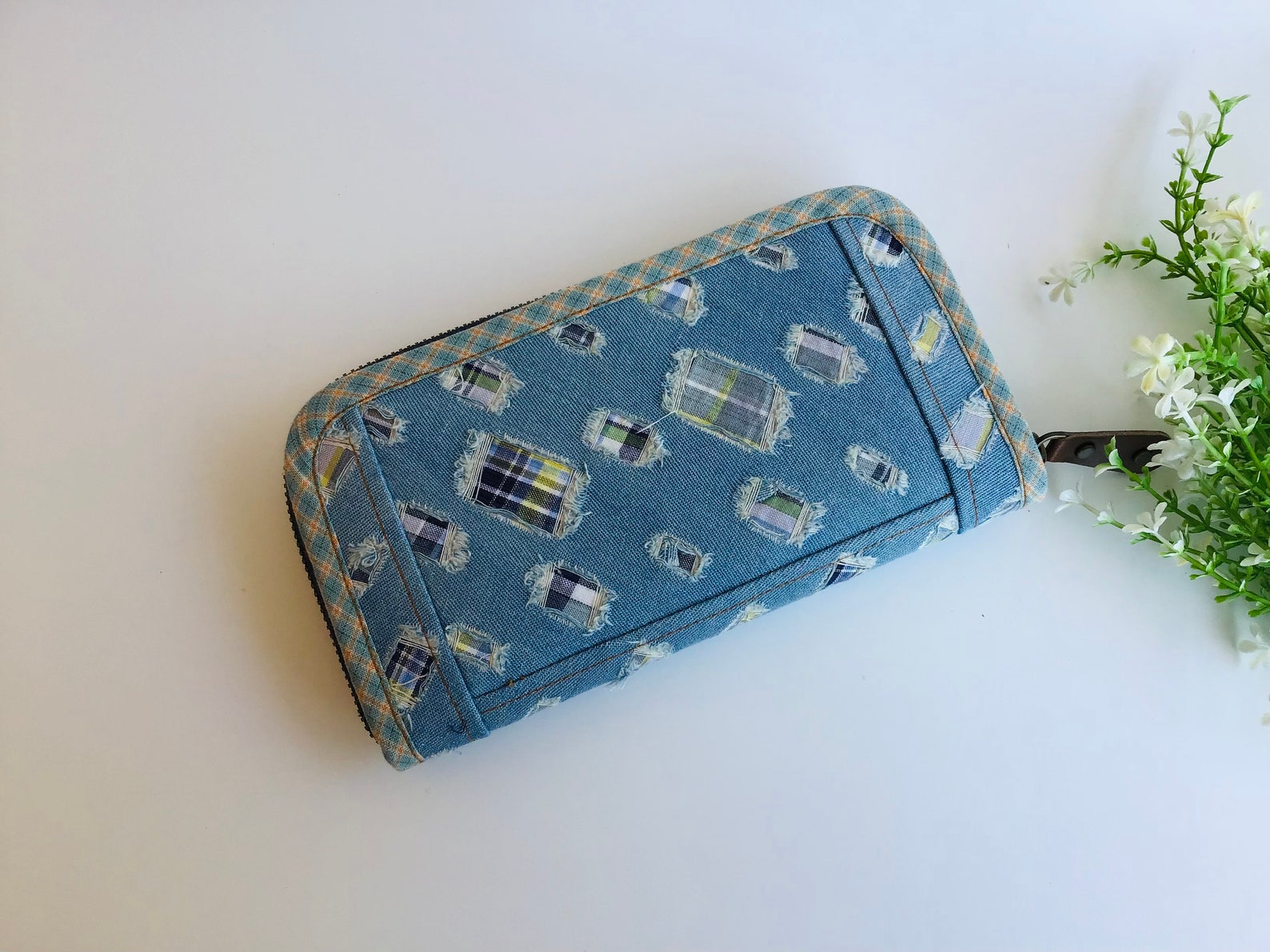 Wallet for women Denim wallet Blue fabric wallet handmade | Etsy