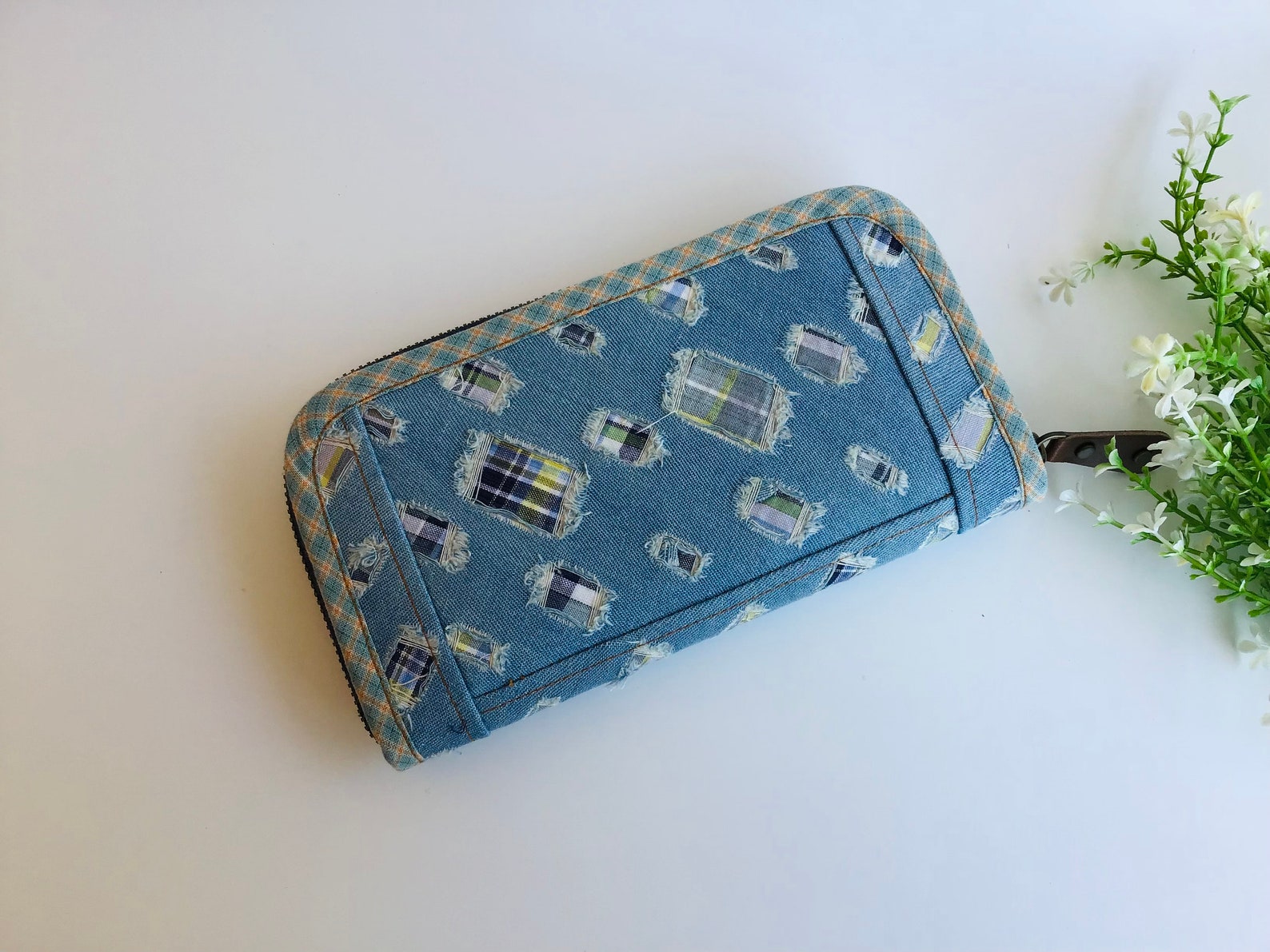 Wallet for women Denim wallet Blue fabric wallet handmade Etsy