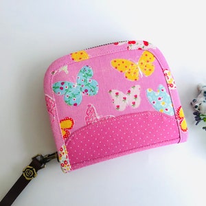 Butterflies wallet, Small womens wallet, Pink fabric wallet, Cute wallet, gifts for her