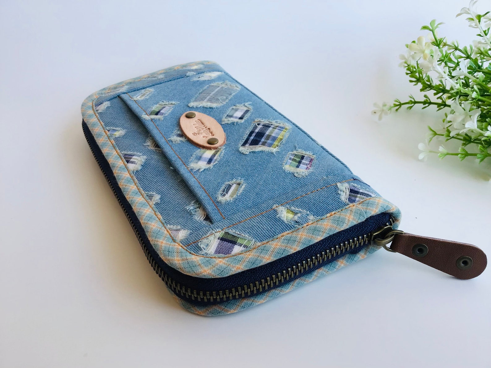 Wallet for women Denim wallet Blue fabric wallet handmade Etsy