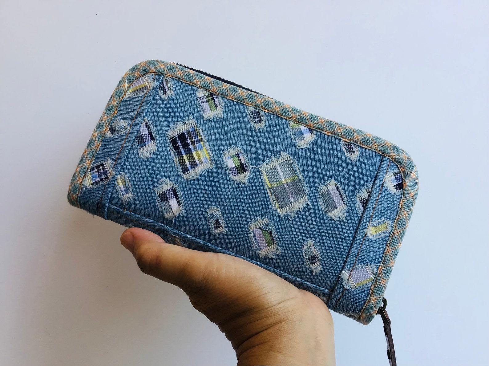 Wallet for women Denim wallet Blue fabric wallet handmade Etsy