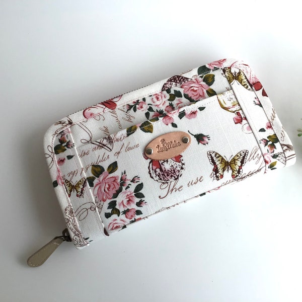 Roses butterfly wallet, Wallet for women, Fabric wallet handmade, Gifts for her