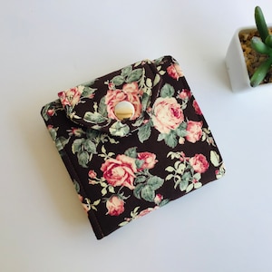 Braune Brieftasche, kleine Brieftasche für Frauen, Rosen-Brieftasche, Brieftasche handgemacht, Geschenke für sie