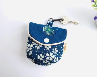 Denim Geldbörse Keychain: Kirschblüten-Pusteblumen-Beutel