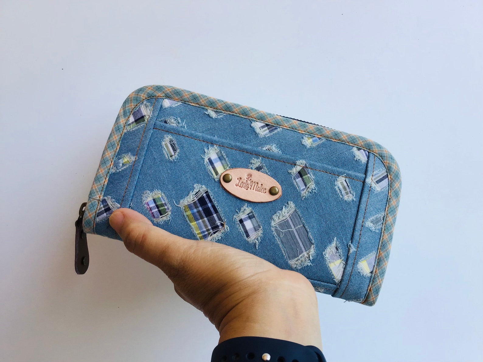 Wallet for women Denim wallet Blue fabric wallet handmade Etsy