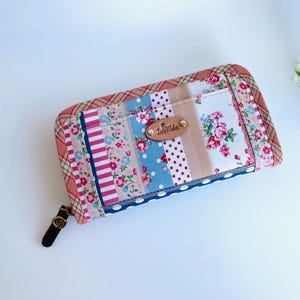 Patchwork Floral Clutch Wallet, Cotton Fabric Zipper Pouch, Women's Organizer Bag