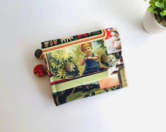 Cartera pequeña de mujer, Cartera de niño y perro, Cartera pequeña roja y verde, Carteras pequeñas de mujer, Carteras de tela hechas a mano, regalo para ella