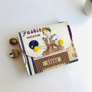 Mädchenkleidungsbrieftasche, Kleine Brieftasche für Mädchen, Damenbrieftaschen, Braune Brieftasche, Brieftasche mit Reißverschluss, Stoffbrieftasche handgemacht, Geschenke für sie