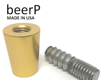 5 Sets GOLD 1" Tap Handle Ferrule Tapered 3/8"-16 Through Hole with 1.5" 3/8"-16 Hanger Bolt