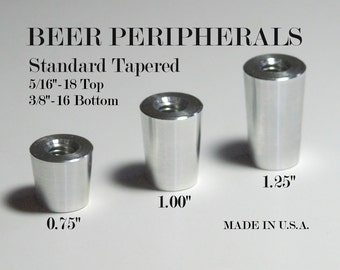 10 Pack Tapered Beer Tap Handle Ferrule Chrome Aluminum  5/16'-18 and 3/8"-16  Through Hole