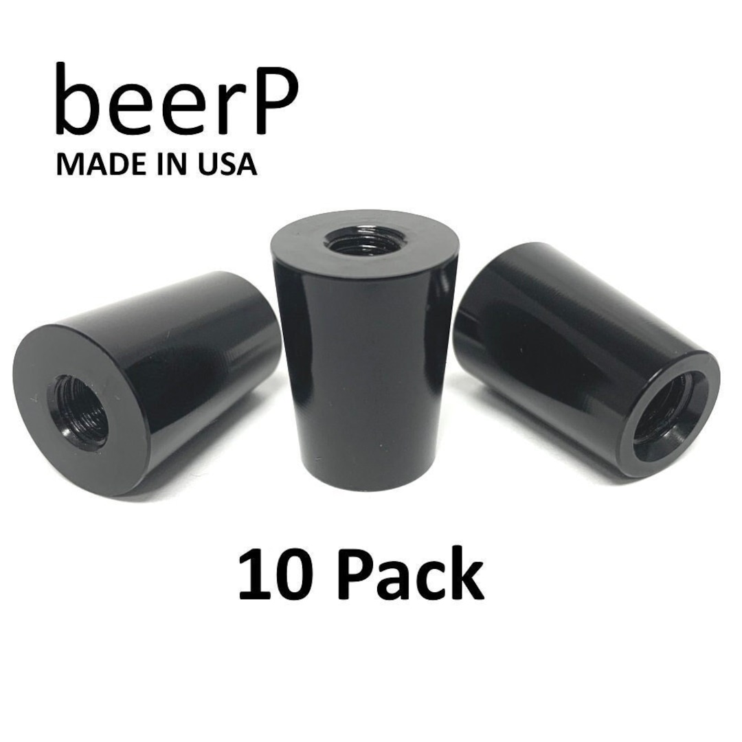 10 Pack BLACK Tapered Beer Tap Handle Ferrule 5/16'18 and 3/816 Through