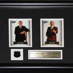 Cadre de collection pour 2 cartes souvenirs de hockey Ron MacLean et Don Cherry