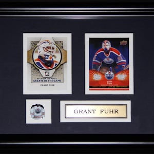 Cadre de collection pour 2 cartes souvenirs de hockey des Oilers d'Edmonton Grant Fuhr