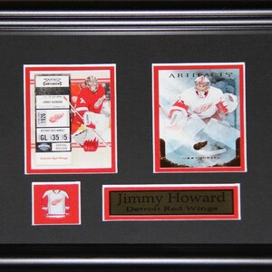 Cadre de collection pour souvenirs de hockey Red Wings Red Wings de Detroit Jimmy Howard, 2 cartes