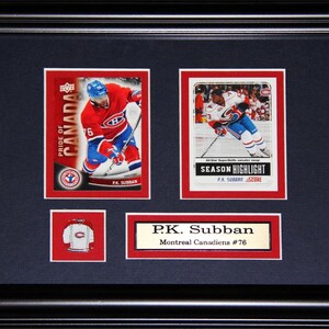 Cadre de collection pour souvenirs de hockey, 2 cartes, Canadiens de Montréal, PK Subban