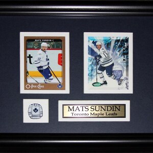 Mats Sundin Maple Leafs de Toronto, cadre de collection pour 2 cartes souvenirs de hockey