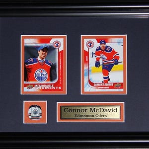 Cadre de collection pour 2 cartes souvenirs de hockey des Oilers d'Edmonton, Connor McDavid